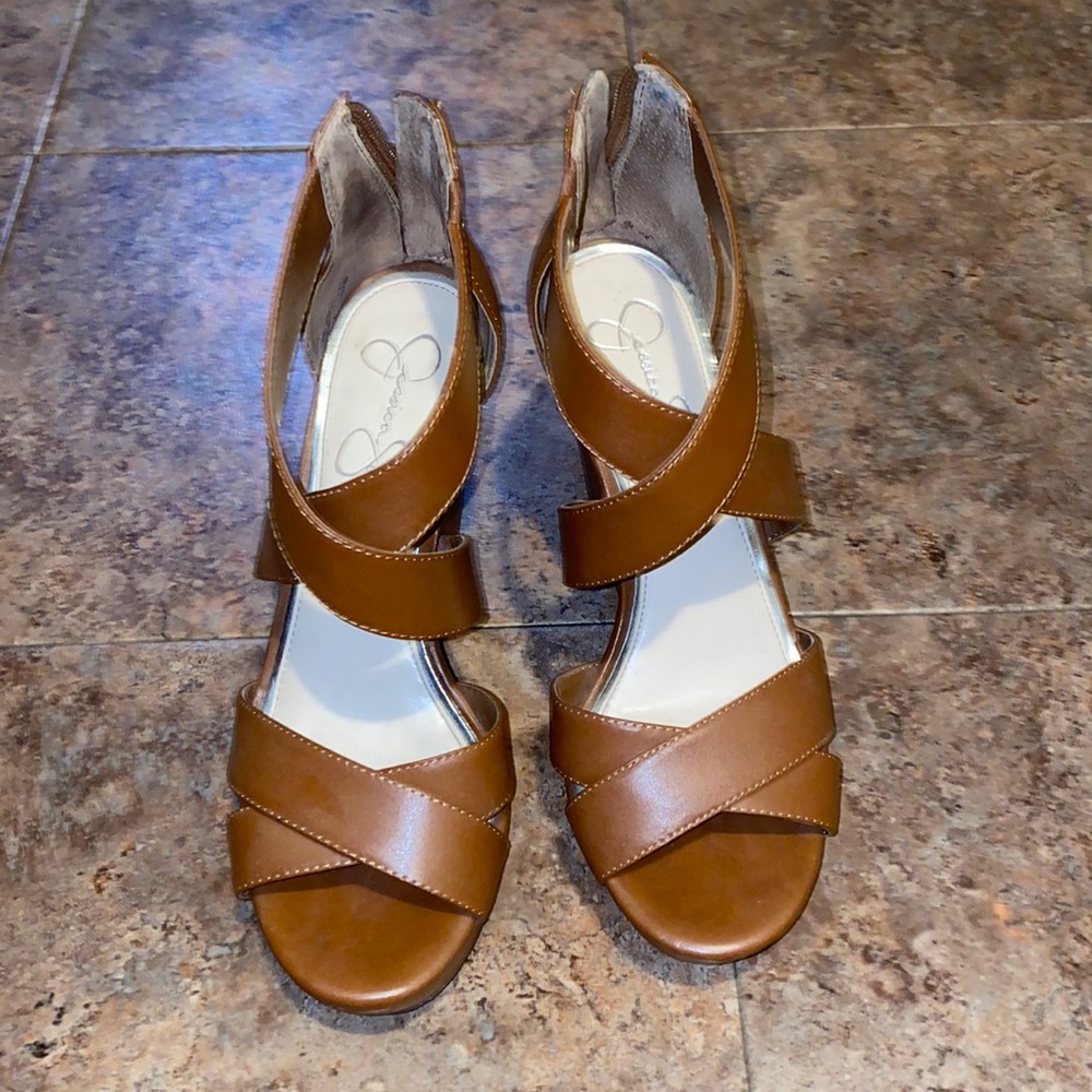 Jessica Simpson womens leather wedges